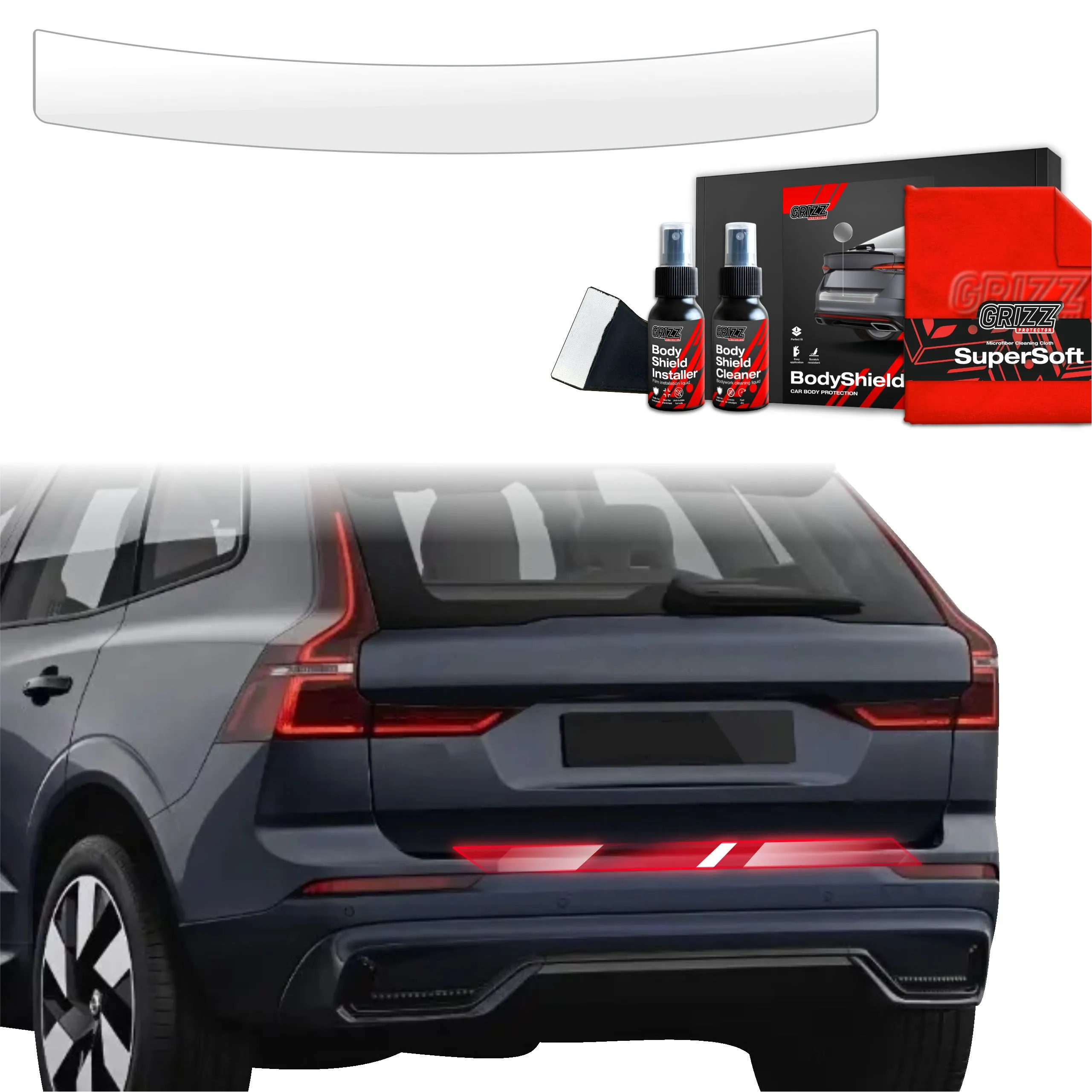 10-i-1 Stolpebeskyttere Volvo XC60 II 2022 - 2026 │ PPF beskyttelsesfolie Gjennomsiktig Grizz BodyShield - sett 10 stk. – bilde 5