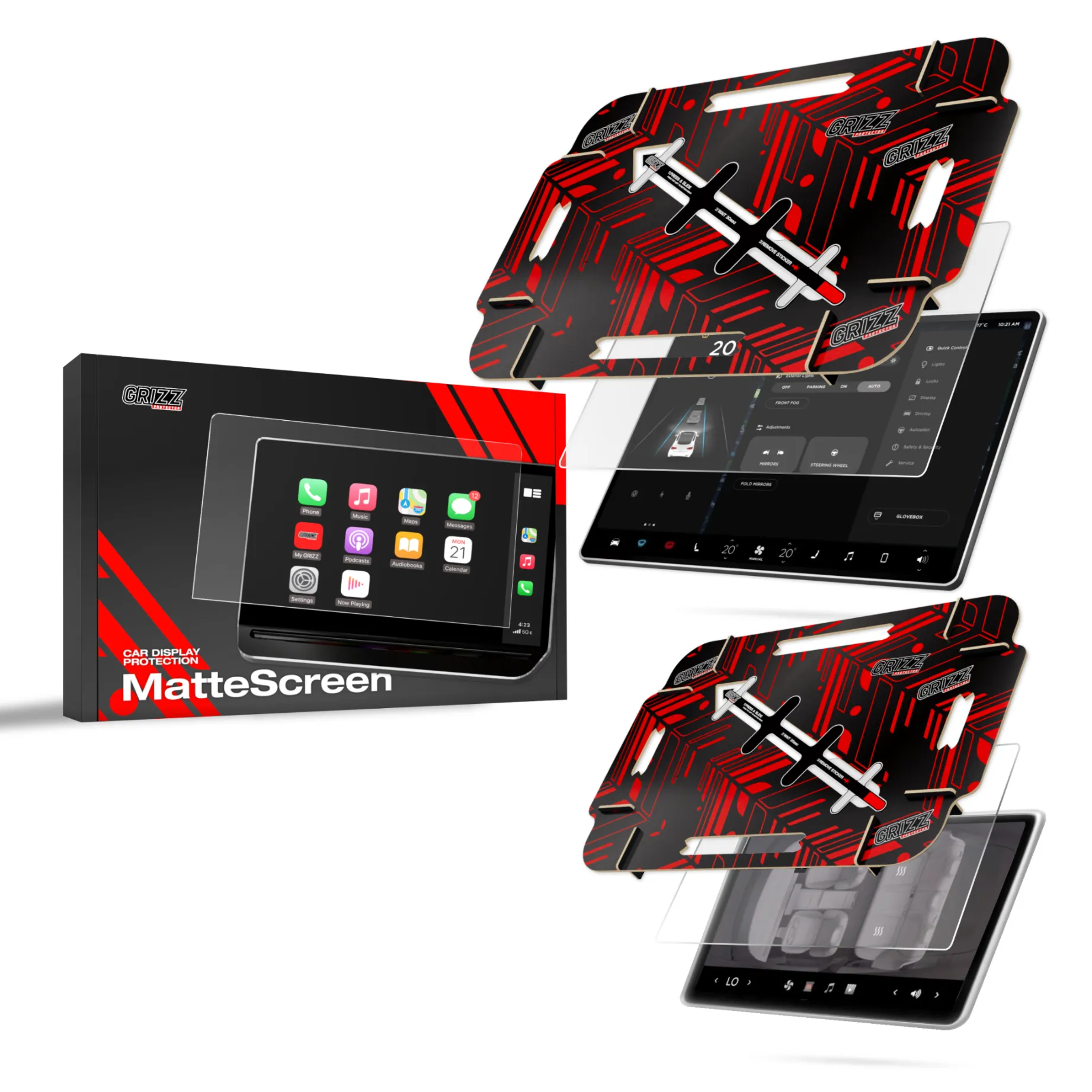 2w1 Skjermbeskytter Tesla Model Y Juniper 2025 -> │ Matt Anti-fingeravtrykk Film Grizz MatteScreen Image 1