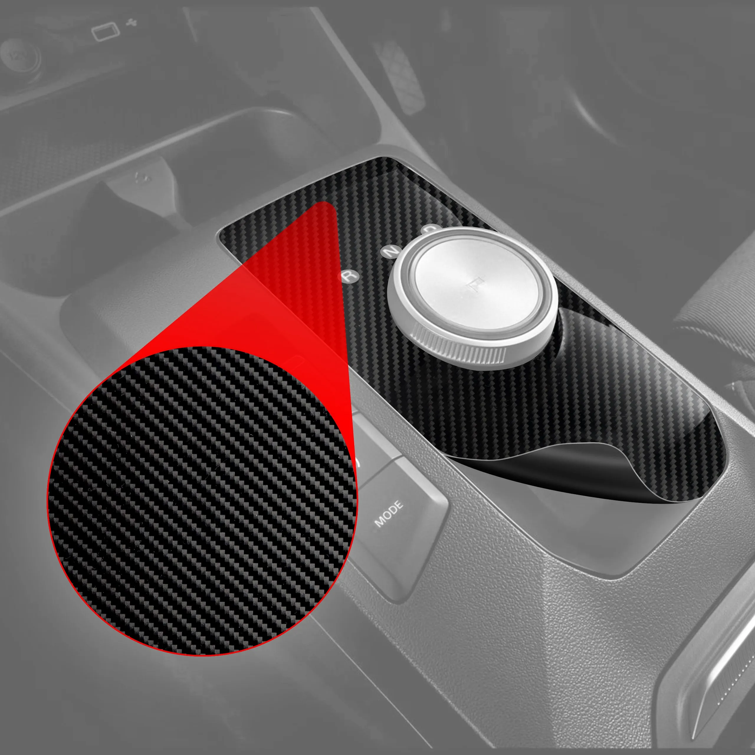 4-i-1 Midtkonsoll beskyttelsesfolie VW T-Cross I Cross 2025 - 2026 │ Anti-fingerprint folie for interiør Karbon Grizz PianoSkin Carbon Glossy - sett 4 stk. – bilde 2