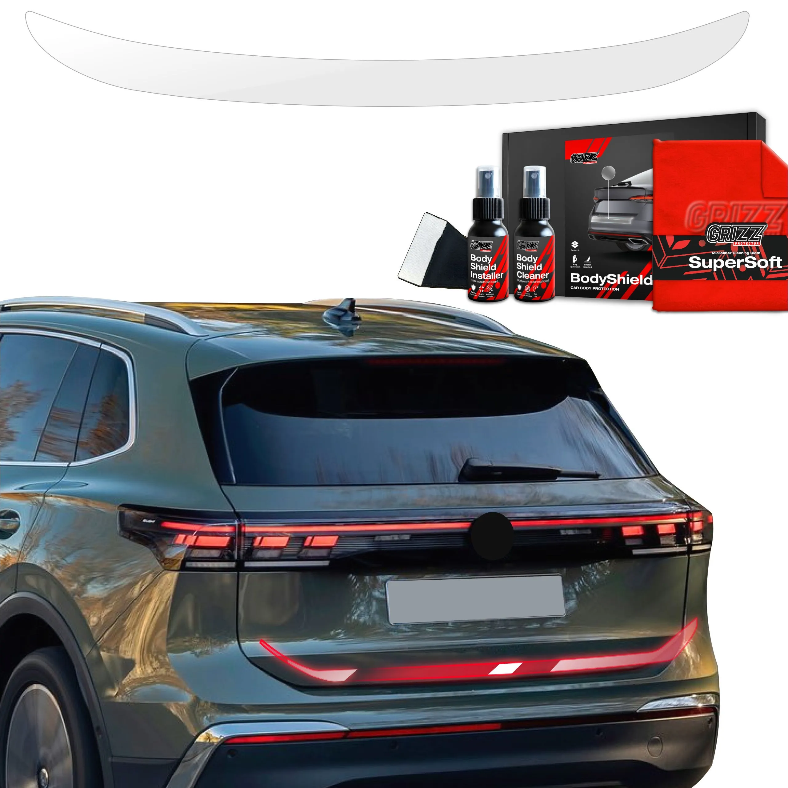 4-i-1 Stolpebeskyttere Volkswagen Tiguan II 2024 - 2026 │ PPF beskyttelsesfolie Gjennomsiktig Grizz BodyShield - sett 4 stk. – bilde 5
