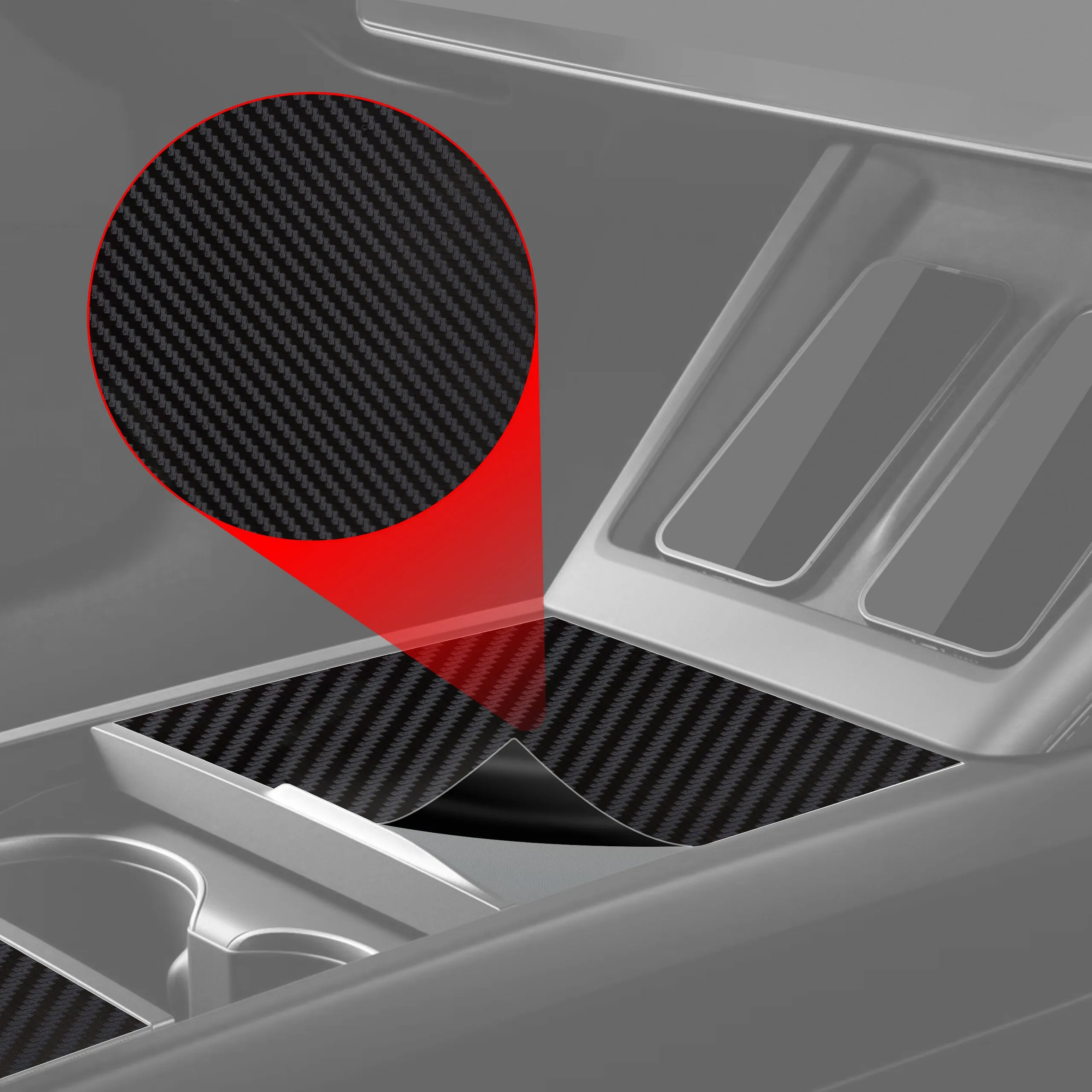8-i-1 Midtkonsoll beskyttelsesfolie VW Tiguan III 2024 - 2026 │ Anti-fingerprint folie for interiør Karbon Grizz PianoSkin Black Matte - sett 8 stk. – bilde 2