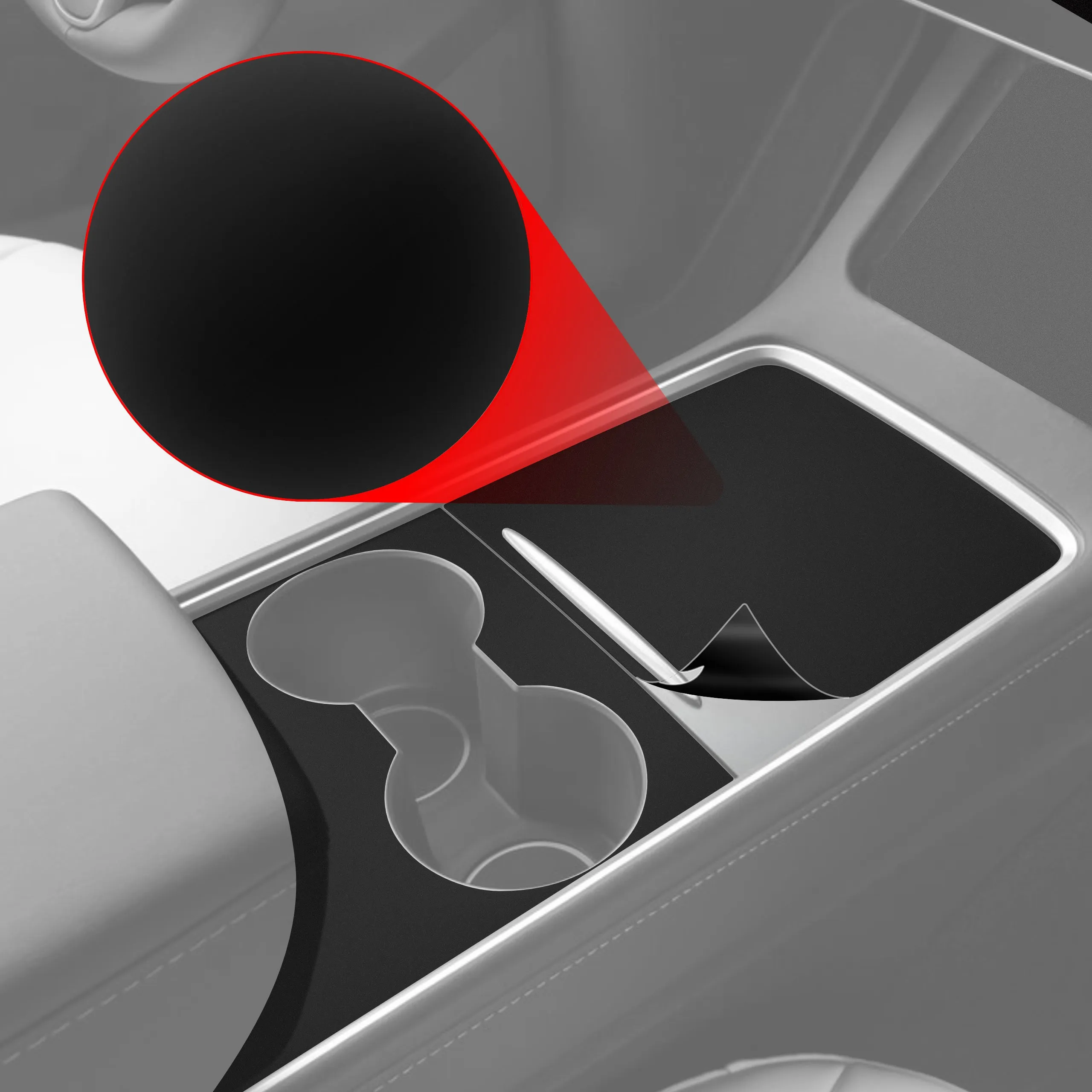 9-i-1 Midtkonsoll beskyttelsesfolie VW Touran II 2025 - 2026 │ Anti-fingerprint folie for interiør Sort Grizz PianoSkin Black Matte - sett 9 stk. – bilde 2