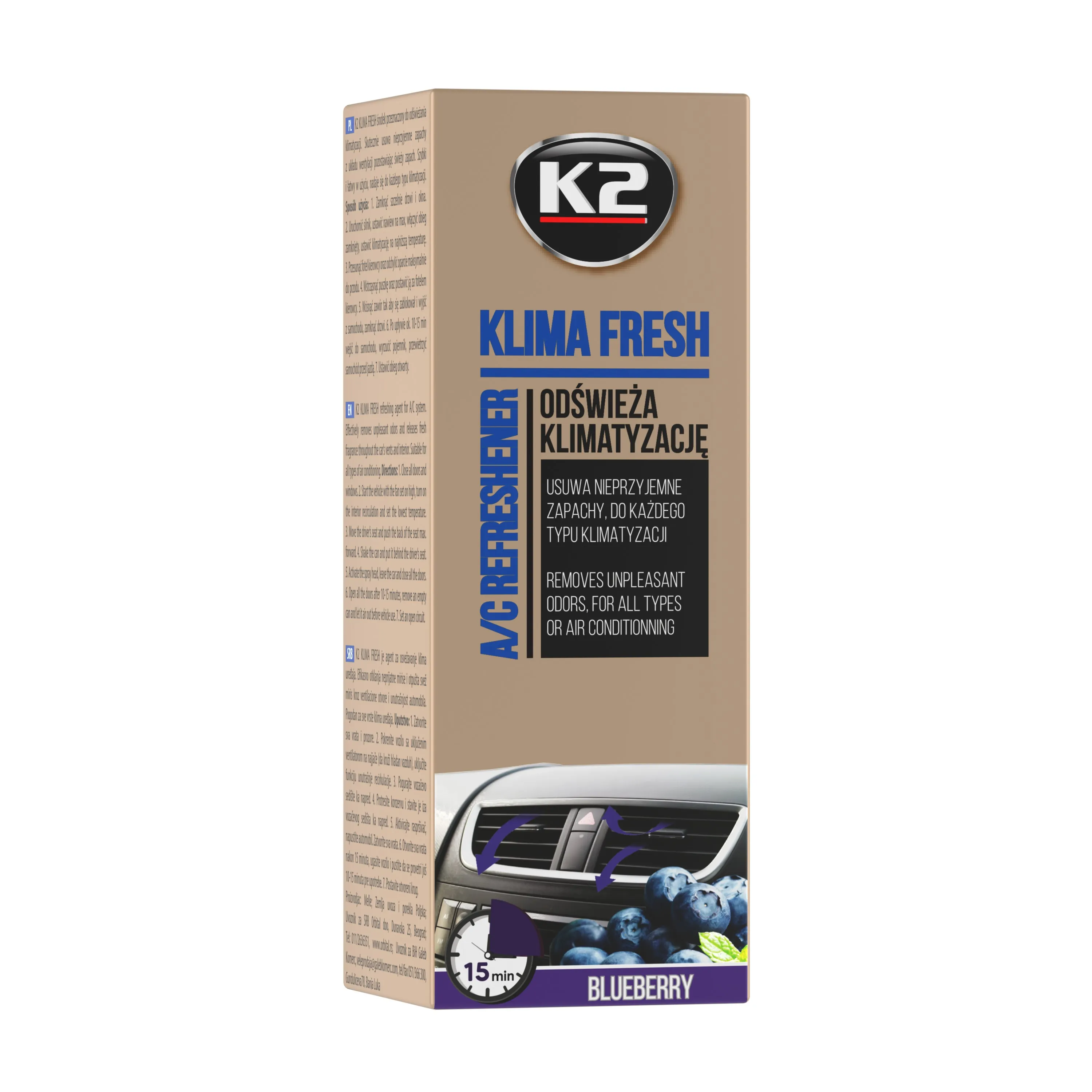 AC-rens K2 Klima Fresh Blueberry - 150ml – bilde 2