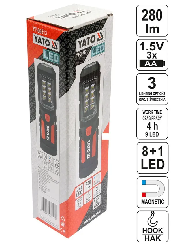 Arbeidslykt Yato LED 280 Lumen │ 2-in-1 Magnetic LED Work Light Image 8