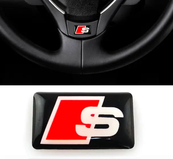 Audi S LINE 3D felg ratt emblem A2 A3 A4 A5 A6 A7 A8 RS4 RS6 17x9mm Image 1