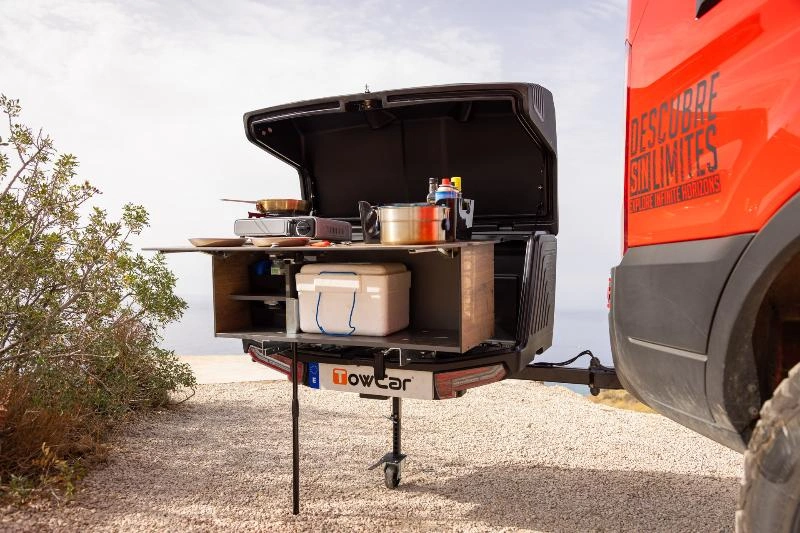Bagasjeboks for tilhengerfeste TowBox Camper Life Long Black │ med kjøkkenmøbelsett - Lasteboks 400 Liter Image 37