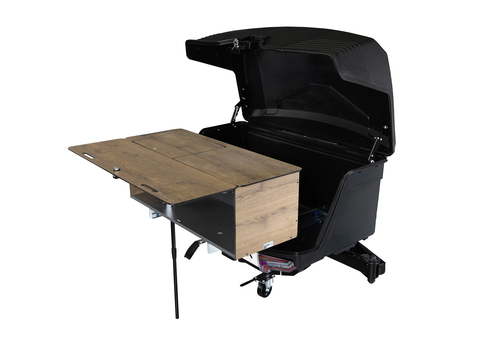Bagasjeboks for tilhengerfeste TowBox Camper Life Long Black │ med kjøkkenmøbelsett - Lasteboks 400 Liter Image 7
