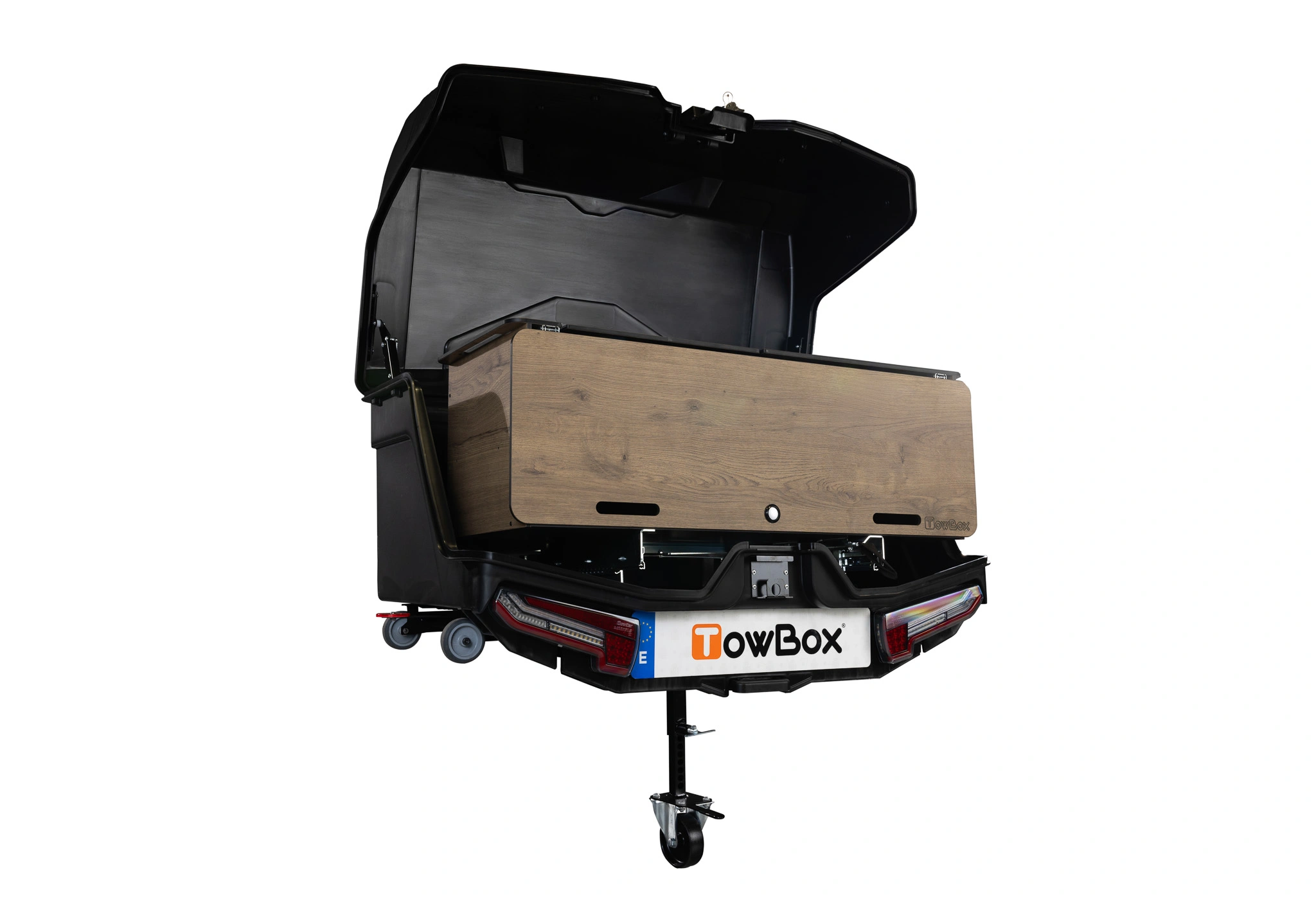 Bagasjeboks for tilhengerfeste TowBox Camper Life Long Black │ med kjøkkenmøbelsett - Lasteboks 400 Liter Image 9