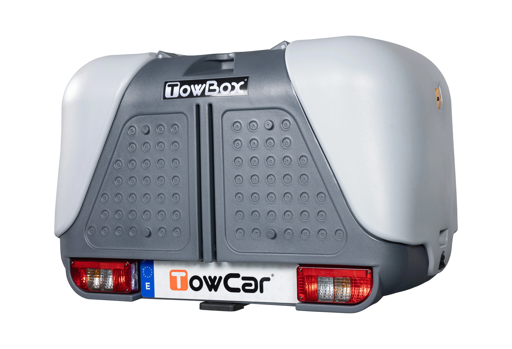 Bagasjeboks for tilhengerfeste TowBox V2 Classic Grey │ Lasteboks 390 Liter