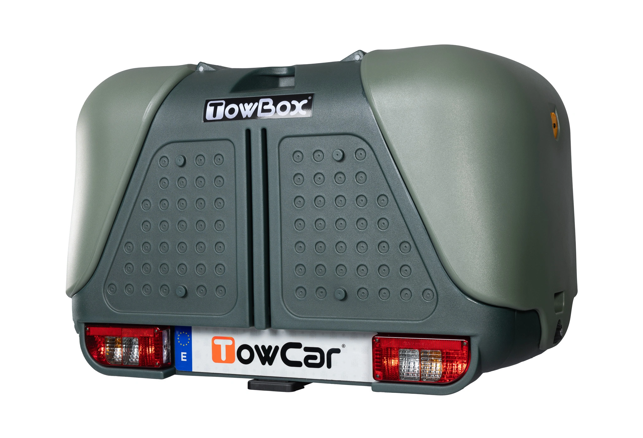Bagasjeboks for tilhengerfeste TowBox V2 Green │ Lasteboks 390 Liter