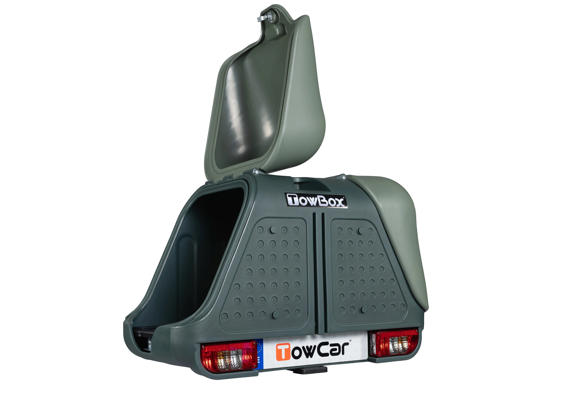 Bagasjeboks for tilhengerfeste TowBox V2 Green │ Lasteboks 390 Liter – bilde 4