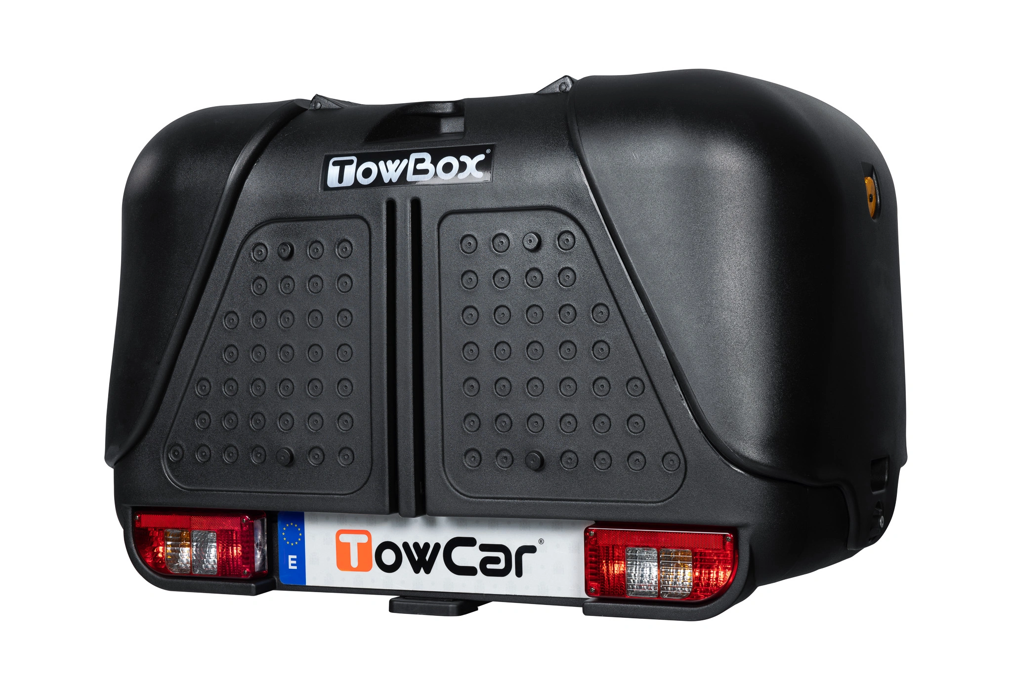 Bagasjeboks for tilhengerfeste TowBox V2 Urban Black │ Lasteboks 390 Liter