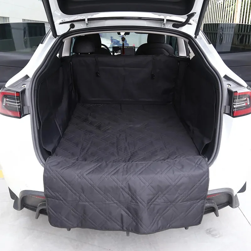 Bagasjeromsbeskytter til hund Tesla Model Y | Hundetrekk  bagasjerom  Svart Oxford-stoff Image 1