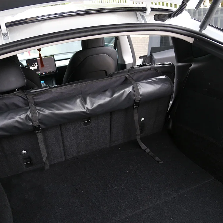 Bagasjeromsbeskytter til hund Tesla Model Y | Hundetrekk  bagasjerom  Svart Oxford-stoff Image 6