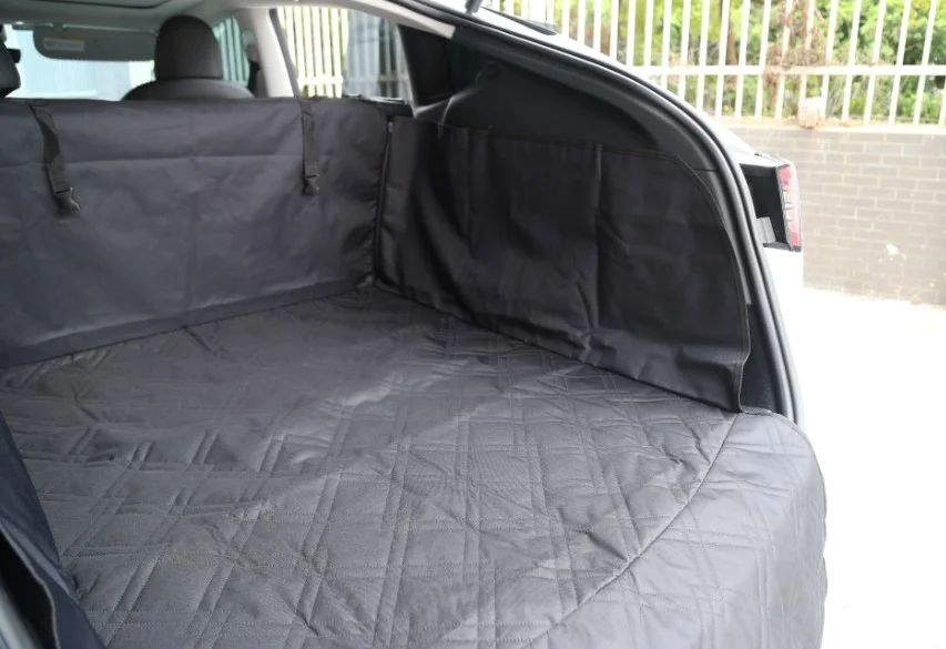 Bagasjeromsbeskytter til hund Tesla Model Y | Hundetrekk  bagasjerom  Svart Oxford-stoff Image 8