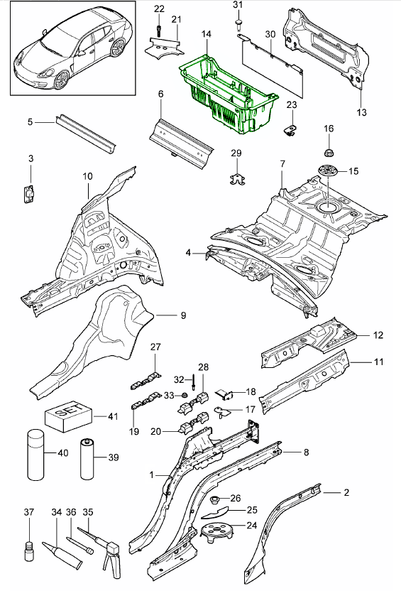 Bagasjeromsmatte foran OEM Porsche Taycan 2019 -> Image 4