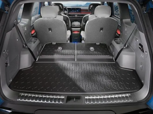 Bagasjeromsmatte Kia EV9 2023 -> │ med bakseteryggmatte for 6 og 7 seter - Genuine® Trunk liner with extension - sett 2 stk. Image 1