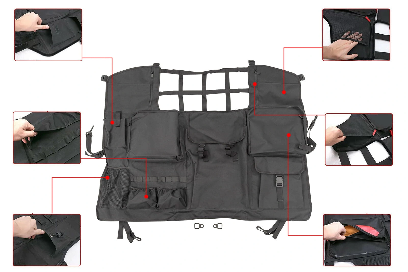 Bagasjeromsorganiser til baksete Jeep Wrangler JK / JL  │ Oppheng bagasjerom Trunk Back Seat Organizer – bilde 4