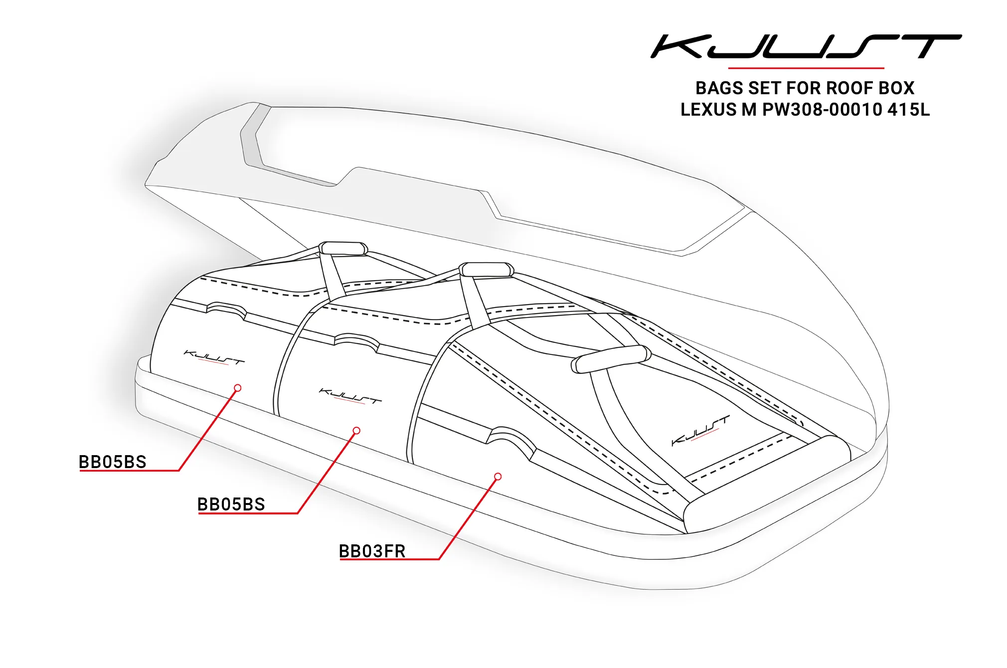Bagsett til takboks Lexus M PW308-00010 415L │ 3 stk. – bilde 5