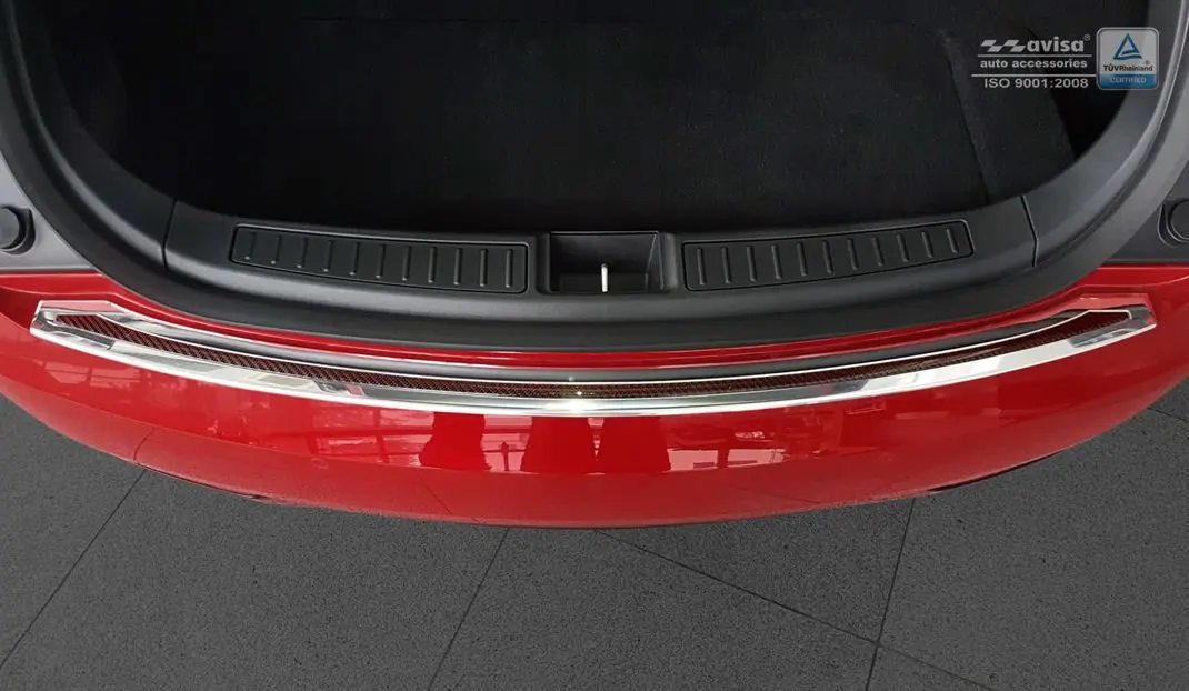 Bakfangerbeskytter Tesla Model S 2012 - 2021 │ Carbon Fiber Chrome - Red – bilde 2