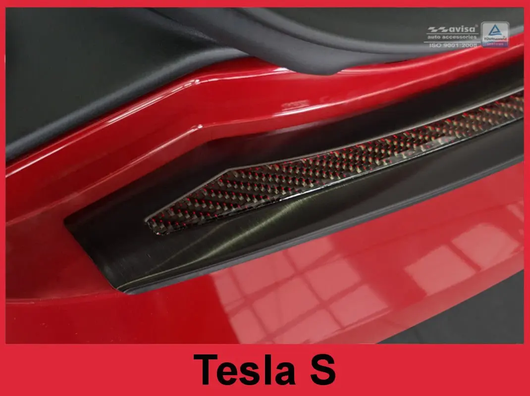 Bakfangerbeskytter Tesla Model S 2012 - 2021 │ Carbon Fiber Red – bilde 2