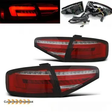 Baklykter LED Dynamisk Audi A4 B8 Facelift Sedan 2011 - 2015 │ RED WHITE