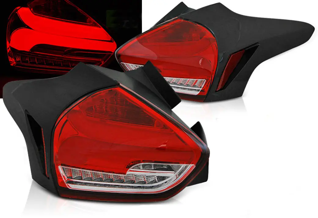 Baklykter LED Dynamisk Ford Focus III Hatchback Facelift 2014 - 2019 │ RED WHITE