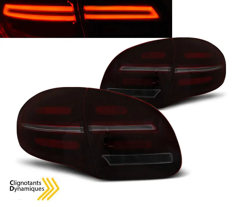 Baklykter LED Dynamisk Porsche Cayenne II (92A) 2010 - 2014 │ BLACK RED SMOKE SEQ