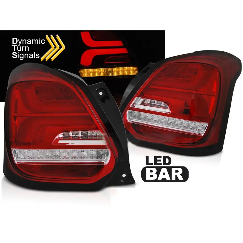 Baklykter LED Dynamisk SUZUKI SWIFT VI 2017-> RED WHITE SEQ