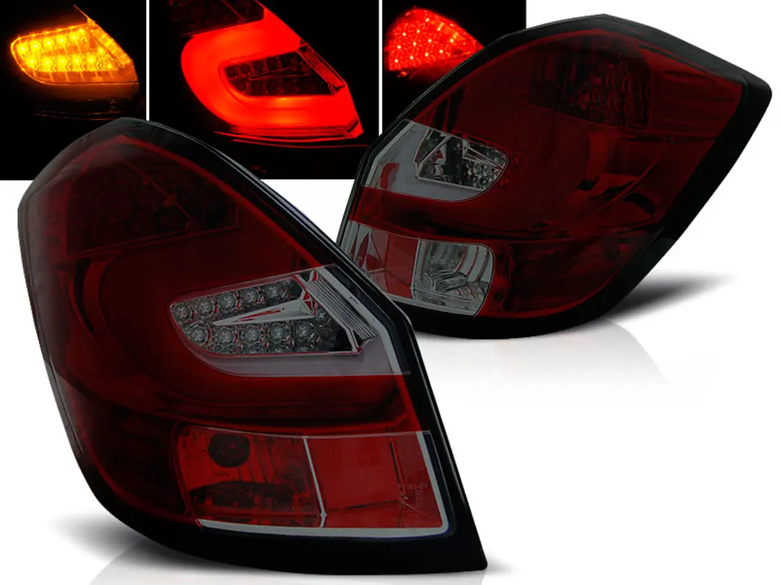 Baklykter LED SKODA FABIA II 2007- 2014 RED SMOKE LED