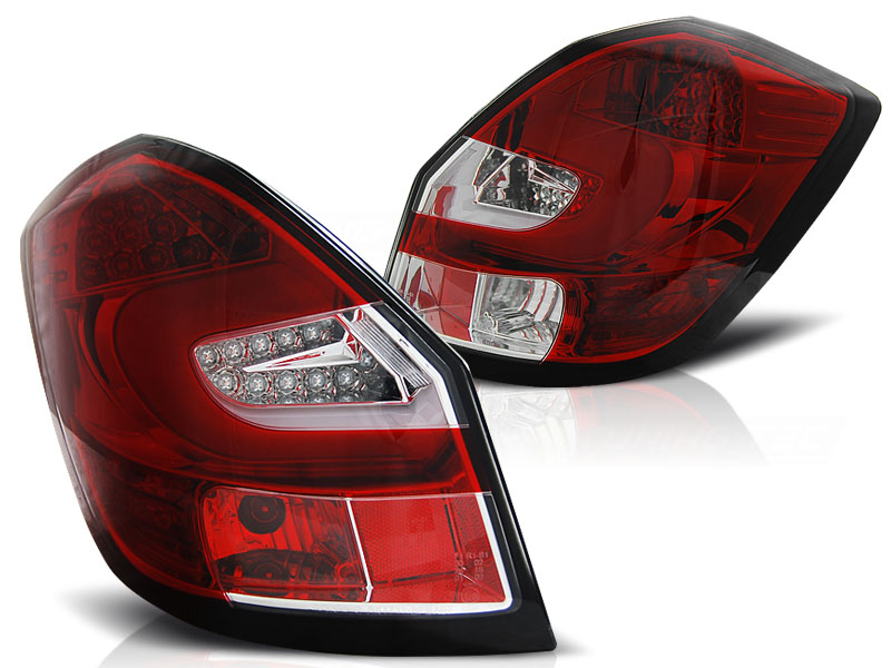 Baklykter LED SKODA FABIA II 2007-2014 RED WHITE