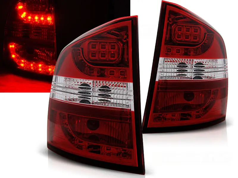 Baklykter LED Skoda Octavia II Stasjonsvogn 2004 - 2013 │ RED WHITE