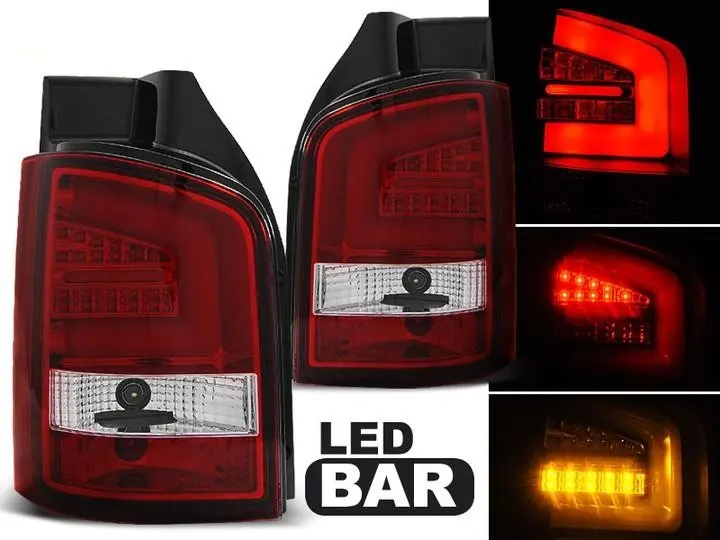 Baklykter LED VW T5 2009 - 2015 │ RED WHITE BAR