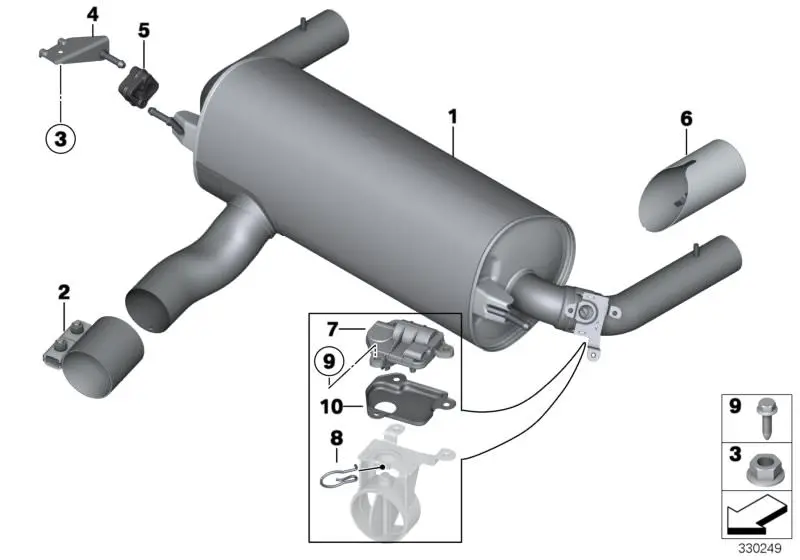 Bakre eksospotte BMW 1 (F20 / F21) / M1 M135i 3.0 24V │ Genuine® Silencer Muffler with exhaust flap