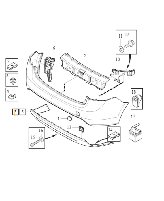 Bakre støtfangerspoiler Volvo Genuine® S60 V60 R-Design │ bak