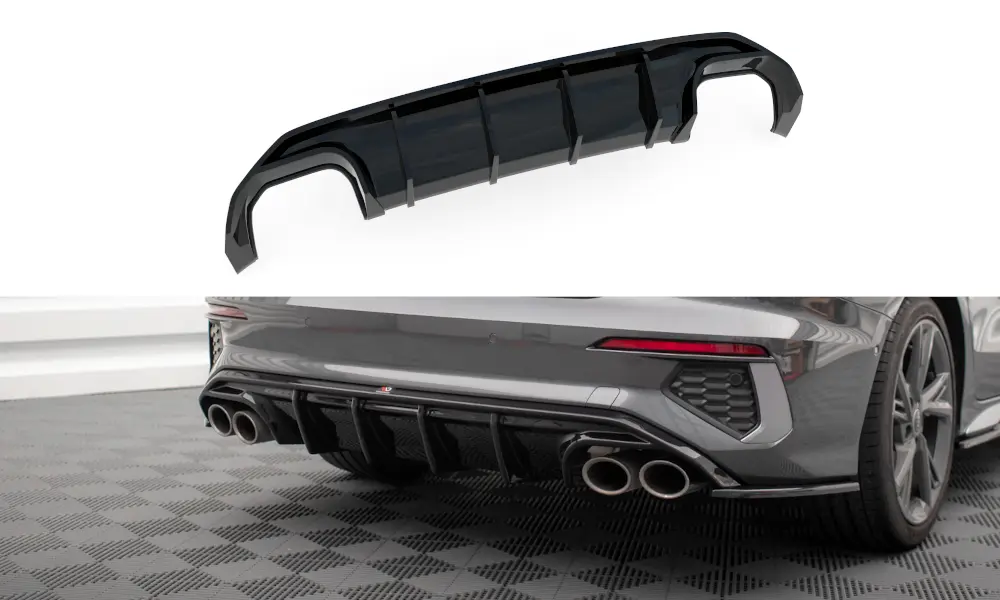 Baksplitter med diffuser Audi S3 (8Y) Sedan 2020-> | Glossy Black Edition – bilde 2