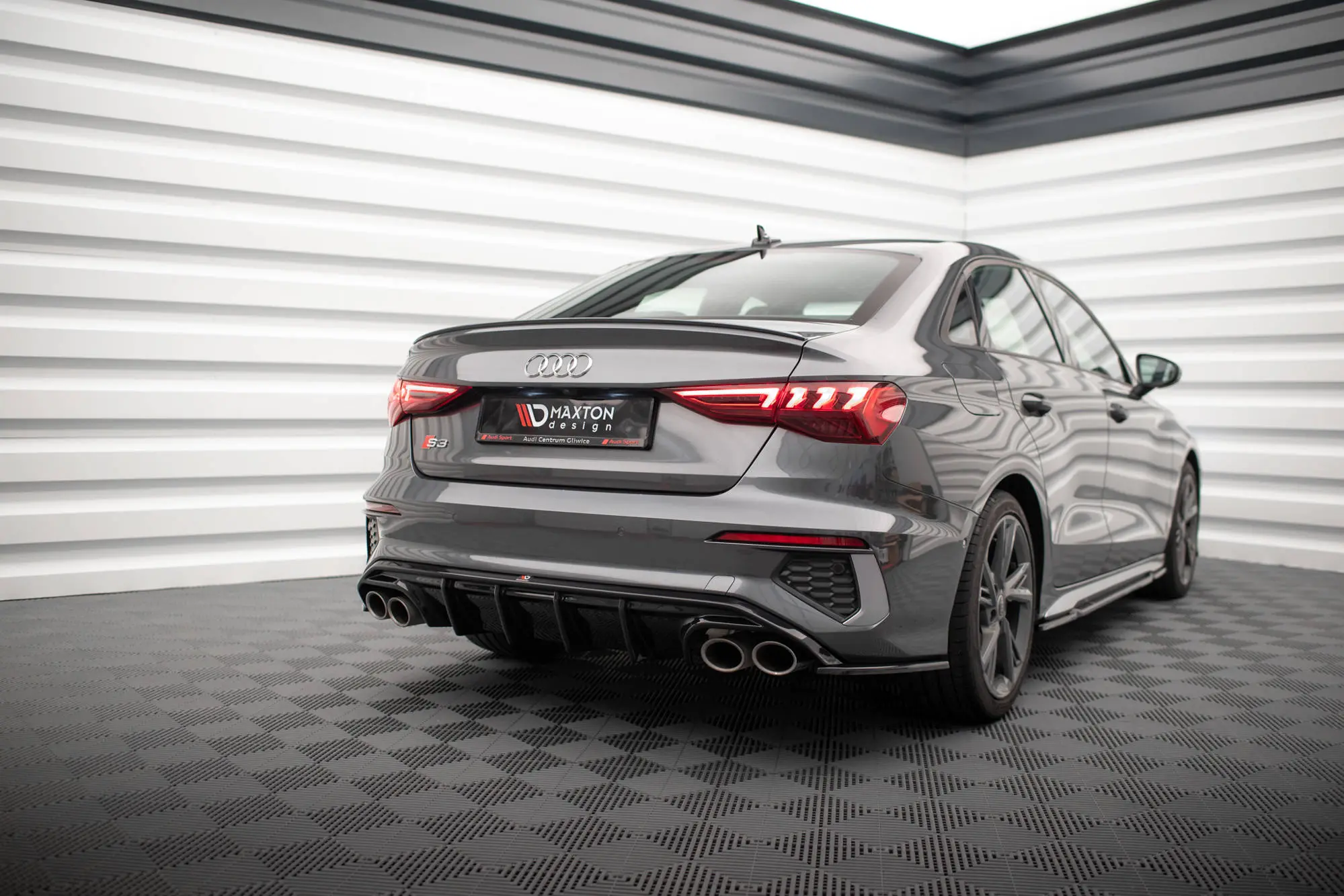 Baksplitter med diffuser Audi S3 (8Y) Sedan 2020-> | Glossy Black Edition – bilde 3