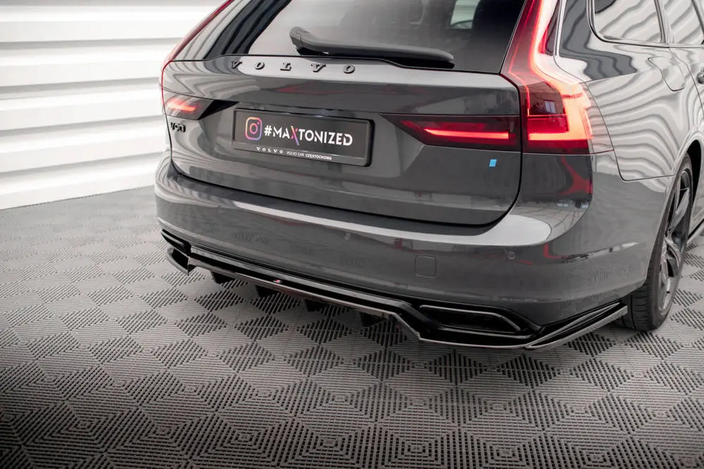Baksplitter med diffuser  Volvo V90 / S90 R-Design II 2016 - 2020 | Glossy Black Edition