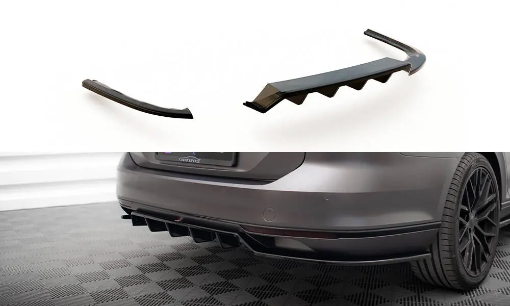 Baksplitter med diffuser VW Passat B8 R-Line 2014 - 2019 | Glossy Black Edition – bilde 2