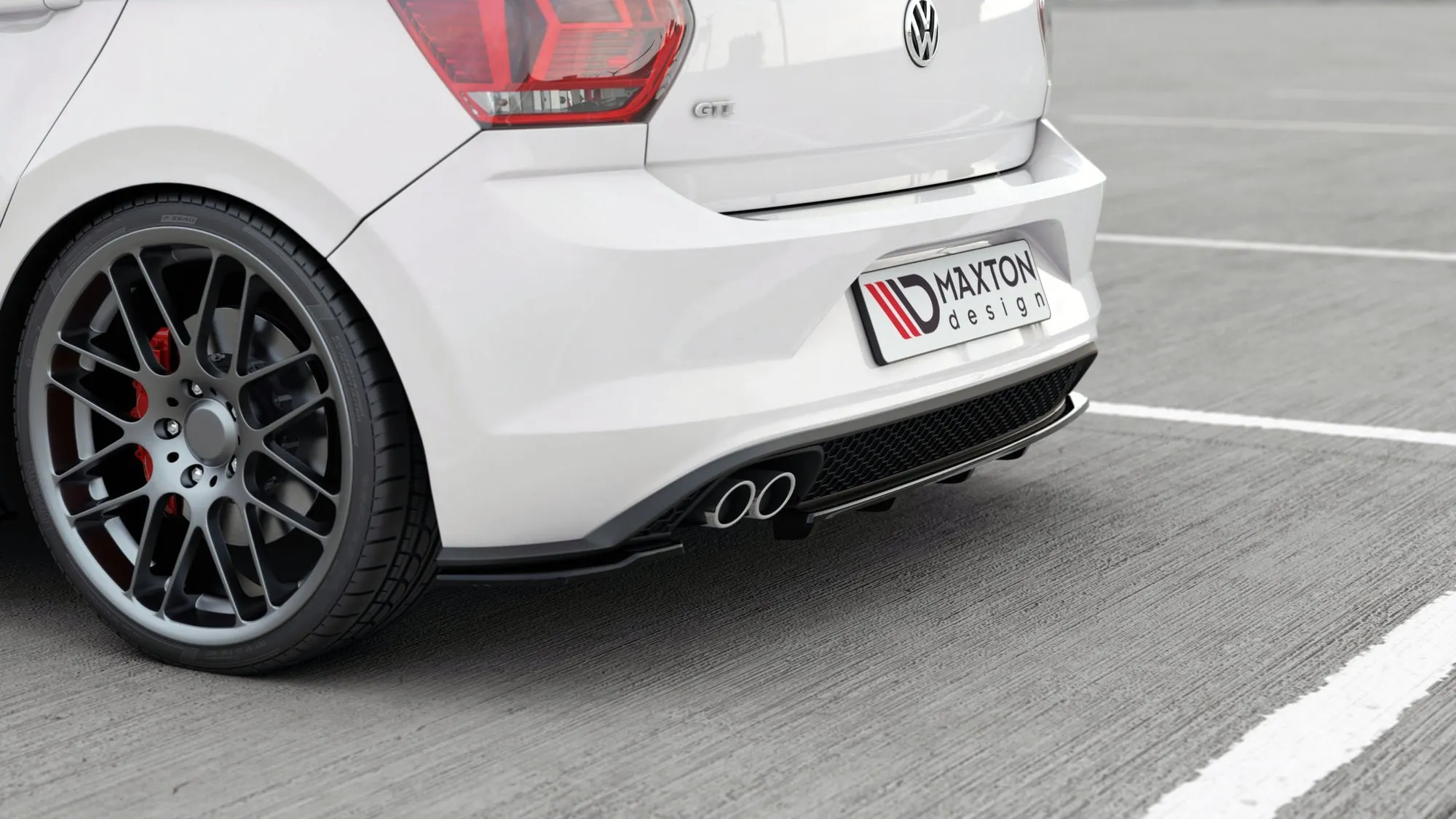 Baksplitter med vertikale ribber VW Polo (Mk6) GTI 2017 - 2021 | Glossy Black Edition