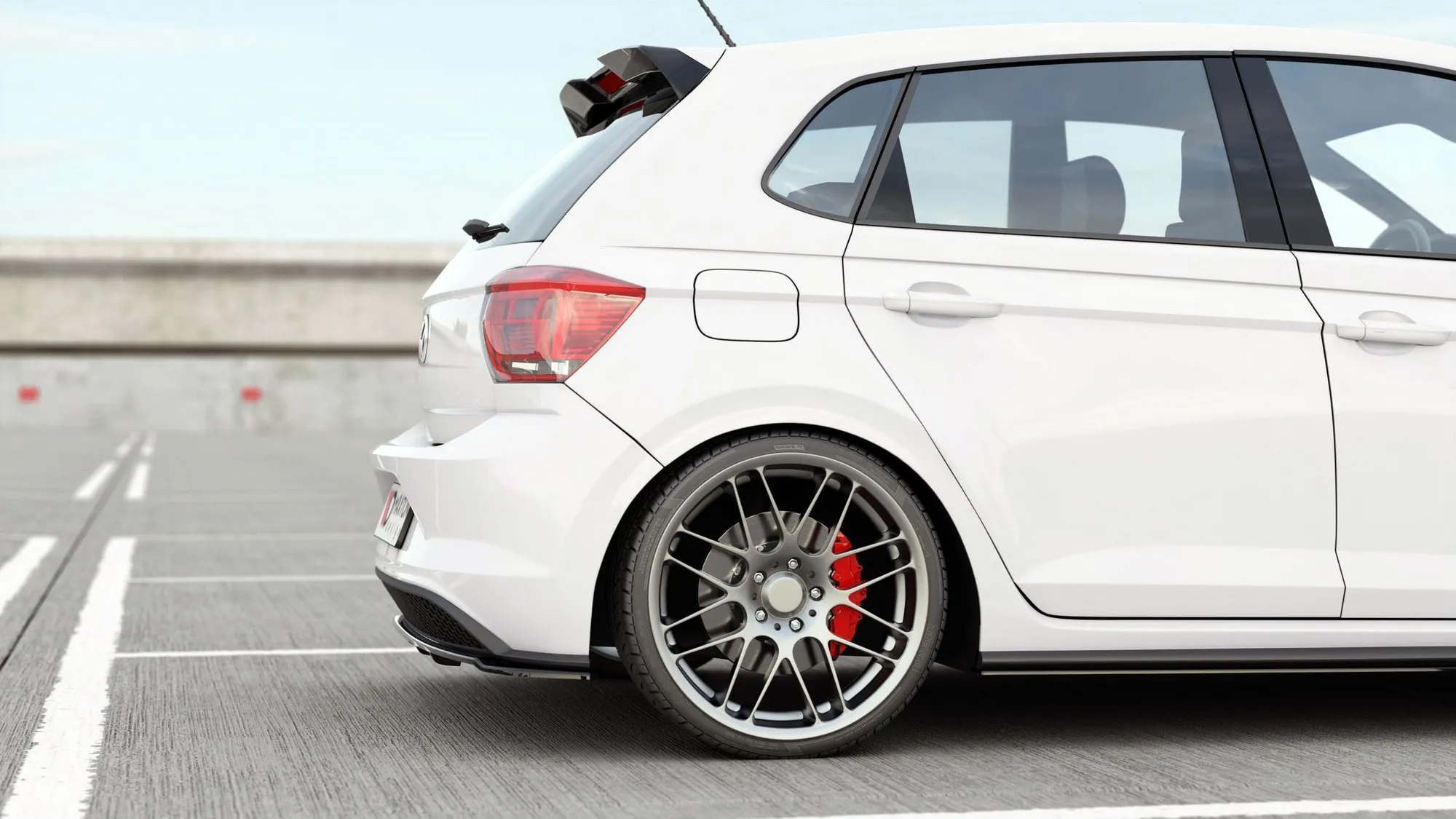 Baksplitter med vertikale ribber VW Polo (Mk6) GTI 2017 - 2021 | Glossy Black Edition – bilde 2