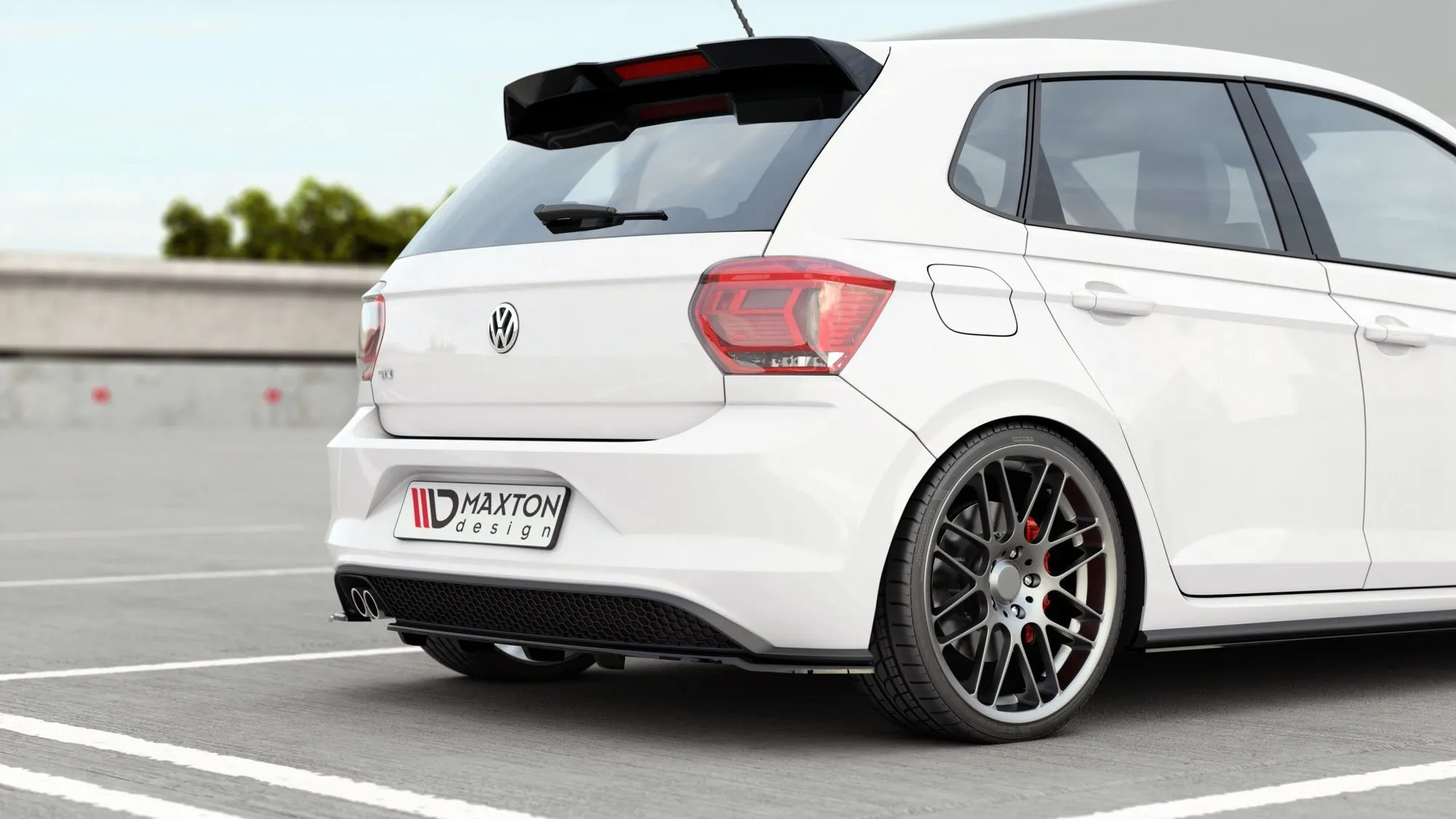 Baksplitter med vertikale ribber VW Polo (Mk6) GTI 2017 - 2021 | Glossy Black Edition – bilde 3