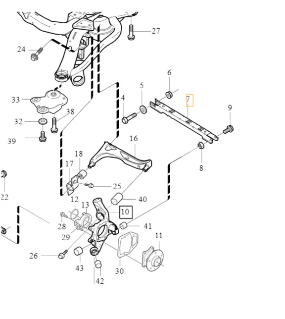 Bærearm tverrgående bak Volvo Genuine® S60 S80 V70 XC70 XC90 1999-2014 │ bak venstre/høyre 9200217