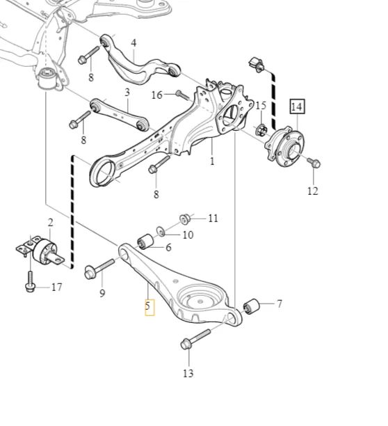 Bærearm tverrgående bak Volvo Genuine® V60CC XC60 XC70 2008-2018 │ bak venstre/høyre 31317603