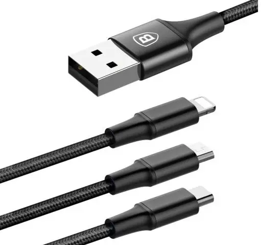 Baseus Rapid Series 2-i-1 USB-C / Micro USB 3A Kabel 1.2m  Svart – bilde 6