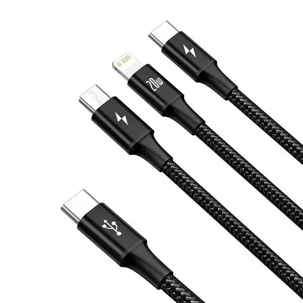 Baseus Rapid Series | Ladekabel 3w1 Type-C USB-C Micro Lightning Power Delivery 20W 18W 3.5A