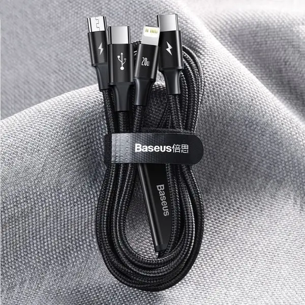 Baseus Rapid Series | Ladekabel 3w1 Type-C USB-C Micro Lightning Power Delivery 20W 18W 3.5A – bilde 2