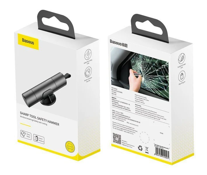Baseus Sharp Tool Black | Sikkerhetshammer og livskniv for bilruter og sikkerhetsbelter - Svart – bilde 14