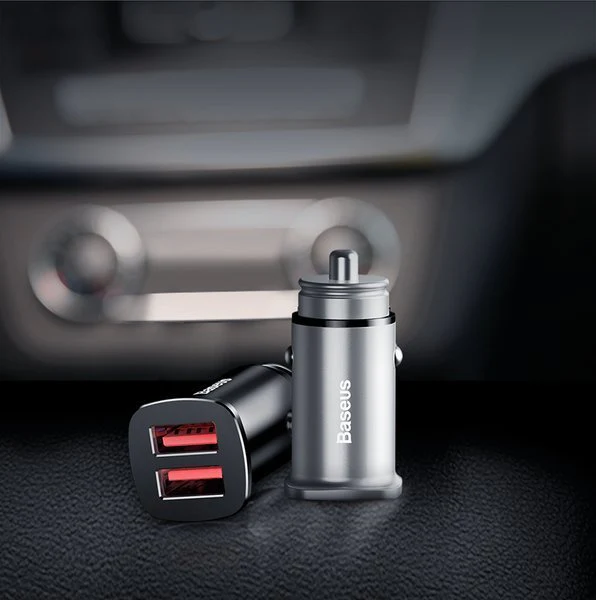 Baseus Square Metal A+A | Billader med 2x USB QC 3.0 Huawei SCP 5A – bilde 4