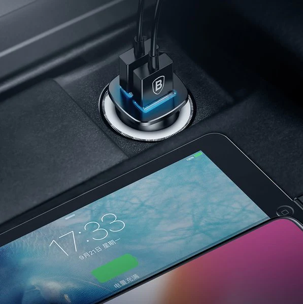 Baseus Square Metal A+A | Billader med 2x USB QC 3.0 Huawei SCP 5A – bilde 9